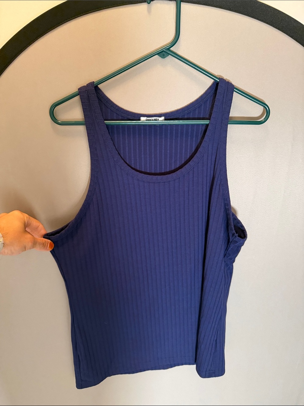 Ribbed Navy Tank Top